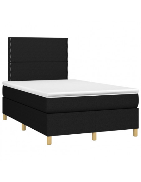Letto a Molle con Materasso e LED Nero 120x190 cm in Tessuto
