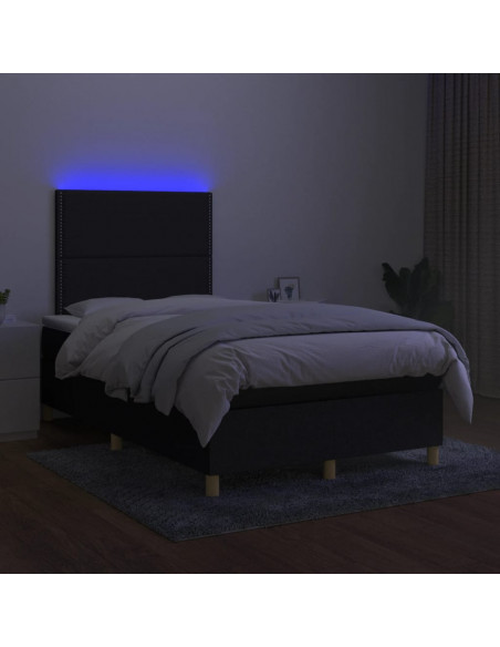 Letto a Molle con Materasso e LED Nero 120x190 cm in Tessuto