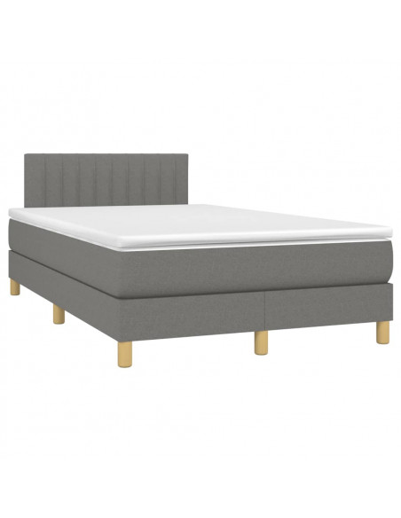 Letto a Molle Materasso e LED Grigio Scuro 120x190cm in Tessuto