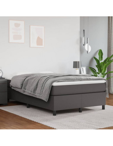 Giroletto a Molle con Materasso Grigio 120x190 cm in Similpelle