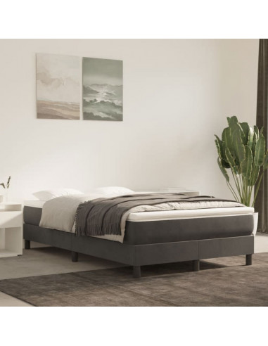 Giroletto a Molle con Materasso Grigio Scuro 120x190 cm Velluto