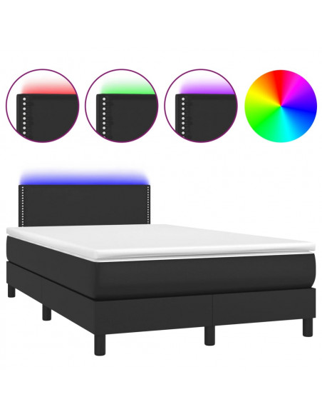 Letto a Molle con Materasso e LED Nero 120x190 cm in Similpelle