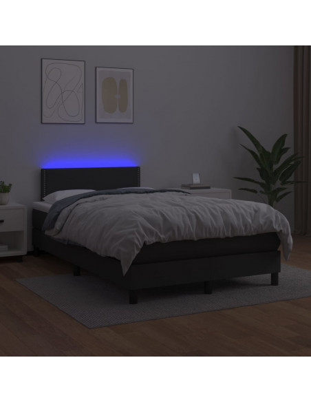 Letto a Molle con Materasso e LED Nero 120x190 cm in Similpelle