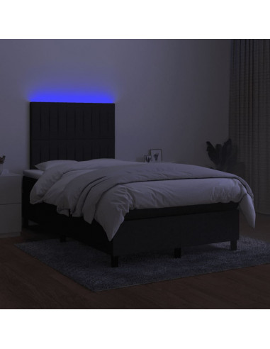 Letto a Molle con Materasso e LED Nero 120x190 cm in Tessuto