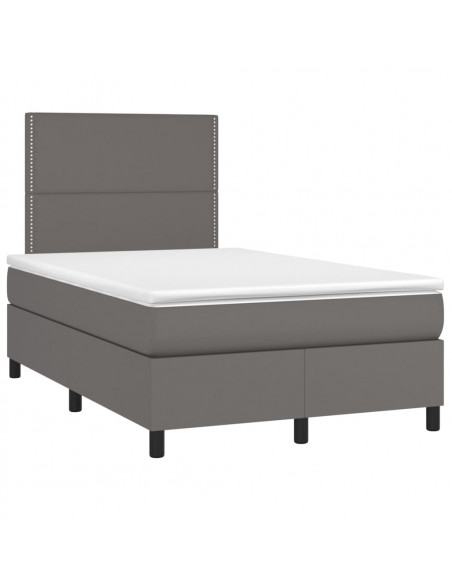 Giroletto Molle con Materasso e LED Grigio 120x190cm Similpelle