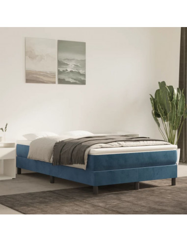 Giroletto a Molle con Materasso Blu Scuro 120x190 cm in Velluto