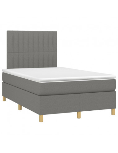 Letto a Molle Materasso e LED Grigio Scuro 120x190cm in Tessuto