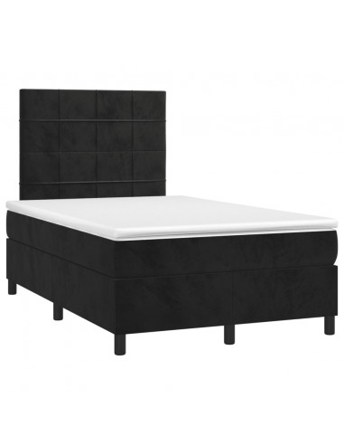 Letto a Molle con Materasso e LED Nero 120x190 cm in Velluto