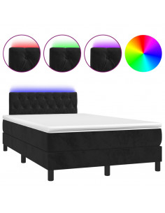 Letto a Molle con Materasso e LED Nero 120x190 cm in Velluto 2