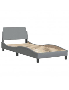 Giroletto con Testiera Grigio Chiaro 90x190 cm in Tessuto 2