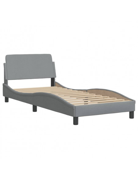 Giroletto con Testiera Grigio Chiaro 90x190 cm in Tessuto