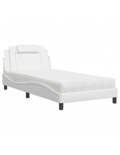 Letto con Materasso Bianco 100x200 cm in Similpelle 2