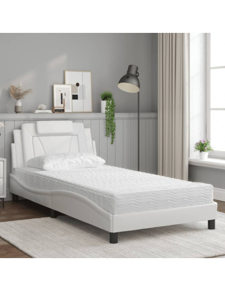 Letto con Materasso Bianco 100x200 cm in Similpelle