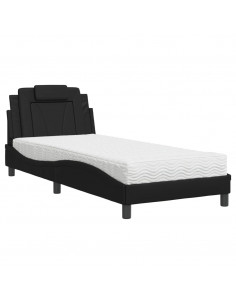 Letto con Materasso Nero 90x200 cm in Similpelle 2