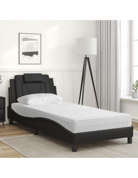 Letto con Materasso Nero 90x200 cm in Similpelle