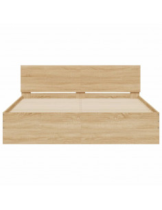 Giroletto con Testiera e LED Rovere Sonoma 150x200 cm 2