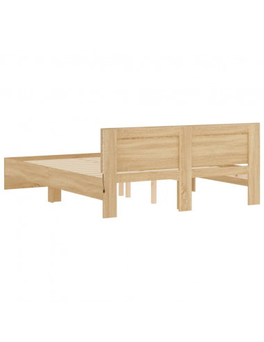 Giroletto con Testiera e LED Rovere Sonoma 150x200 cm