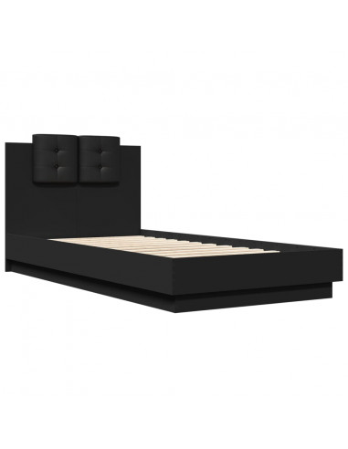 Giroletto con Testiera Nero 90x190 cm in Legno Multistrato