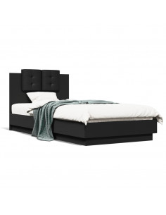 Giroletto con Testiera Nero 75x190 cm in Legno Multistrato 2