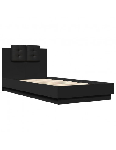 Giroletto con Testiera Nero 75x190 cm in Legno Multistrato