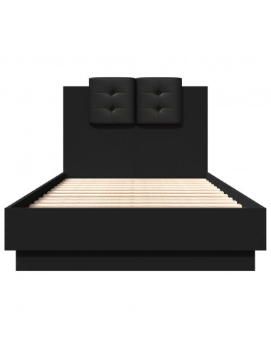 Giroletto con Testiera Nero 75x190 cm in Legno Multistrato