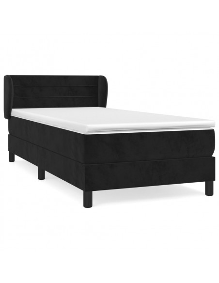 Giroletto a Molle con Materasso Nero 80x200 cm in Velluto