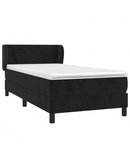 Giroletto a Molle con Materasso Nero 80x200 cm in Velluto