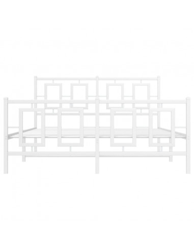 Giroletto con Testiera e Pediera Metallo Bianco 140x190 cm