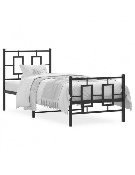 Giroletto con Testiera e Pediera Metallo Nero 80x200 cm