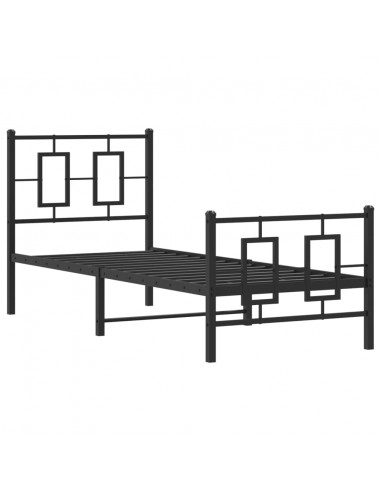 Giroletto con Testiera e Pediera Metallo Nero 80x200 cm