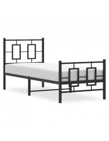 Giroletto con Testiera e Pediera Metallo Nero 80x200 cm