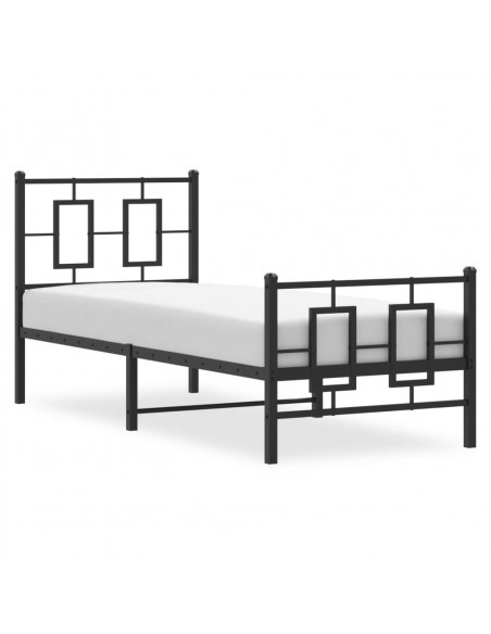 Giroletto con Testiera e Pediera Metallo Nero 80x200 cm