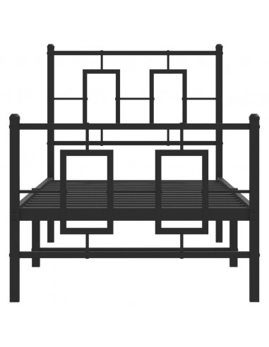 Giroletto con Testiera e Pediera Metallo Nero 80x200 cm