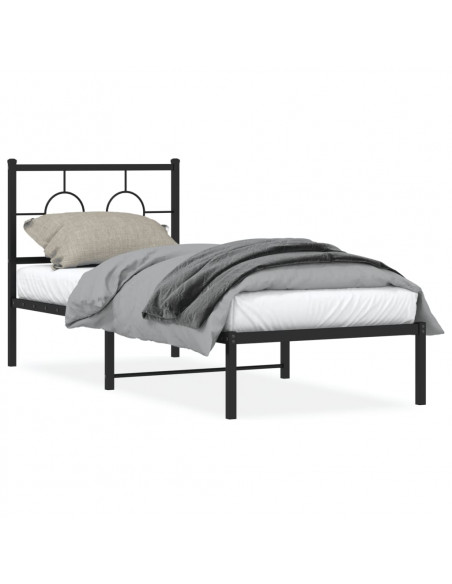 Giroletto con Testiera in Metallo Nero 80x200 cm