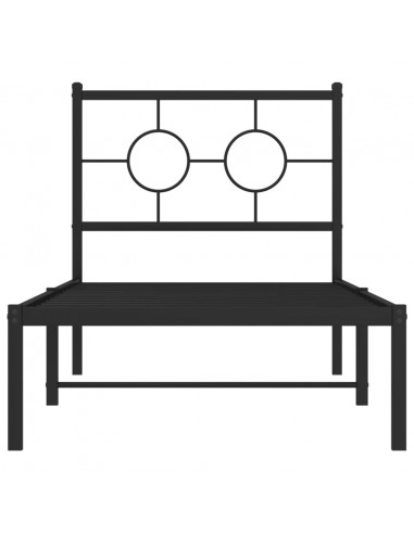 Giroletto con Testiera in Metallo Nero 80x200 cm