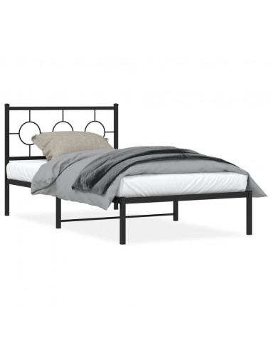 Giroletto con Testiera in Metallo Nero 100x190 cm