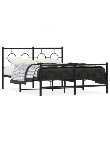 Giroletto con Testiera e Pediera Metallo Nero 135x190 cm