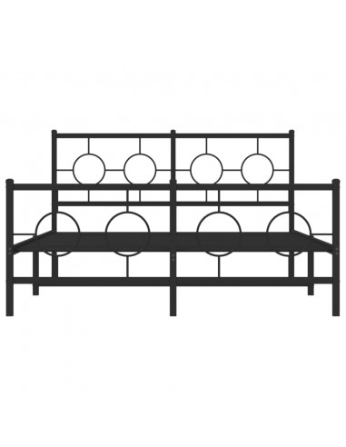 Giroletto con Testiera e Pediera Metallo Nero 135x190 cm