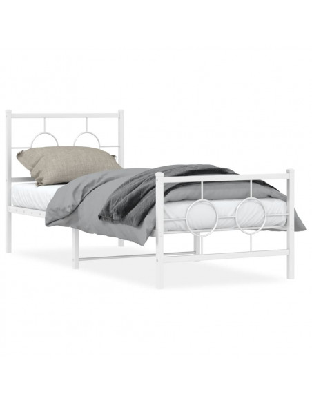 Giroletto con Testiera e Pediera Metallo Bianco 75x190 cm