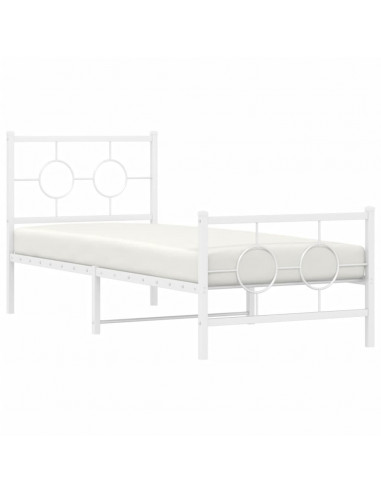 Giroletto con Testiera e Pediera Metallo Bianco 75x190 cm