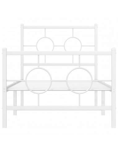 Giroletto con Testiera e Pediera Metallo Bianco 75x190 cm