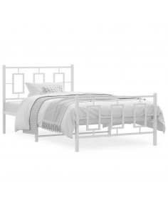 Giroletto con Testiera e Pediera Metallo Bianco 100x200 cm 2