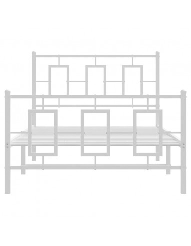 Giroletto con Testiera e Pediera Metallo Bianco 100x200 cm