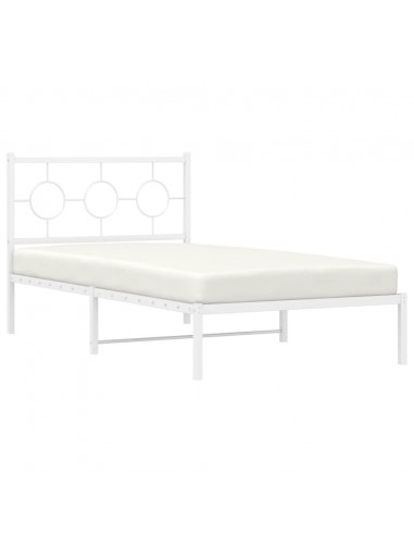 Giroletto con Testiera Metallo Bianco 100x190 cm