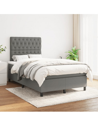 Giroletto a Molle con Materasso Grigio Scuro 120x190cm Tessuto