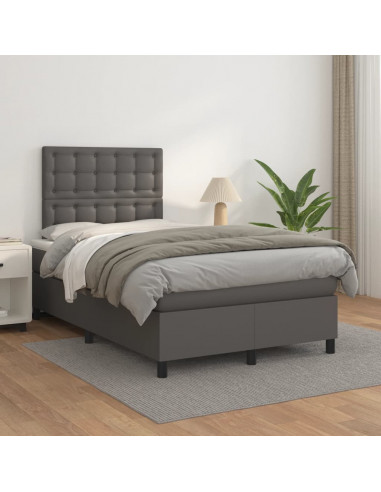 Giroletto a Molle con Materasso Grigio 120x190 cm in Similpelle