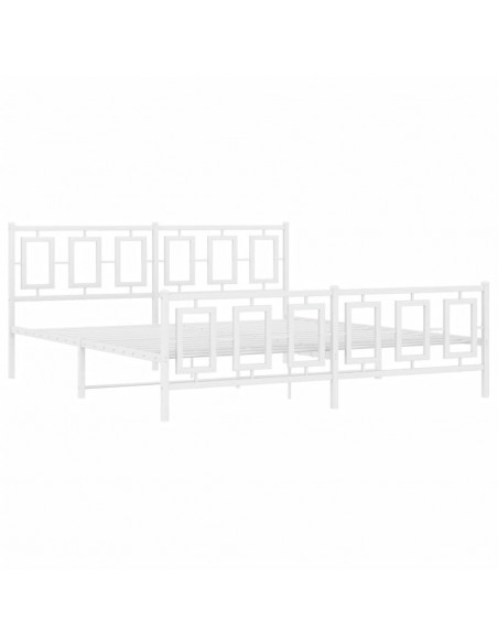 Giroletto con Testiera e Pediera Metallo Bianco 180x200 cm