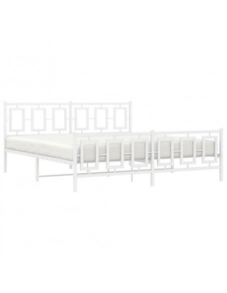 Giroletto con Testiera e Pediera Metallo Bianco 180x200 cm