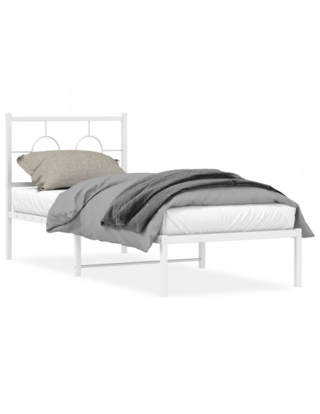 Giroletto senza Materaso con Testiera Metallo Bianco 75x190 cm