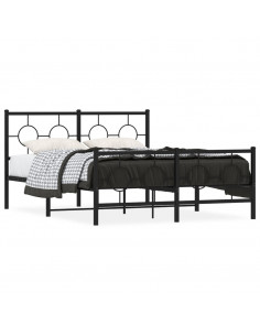 Giroletto con Testiera e Pediera Metallo Nero 140x190 cm 2